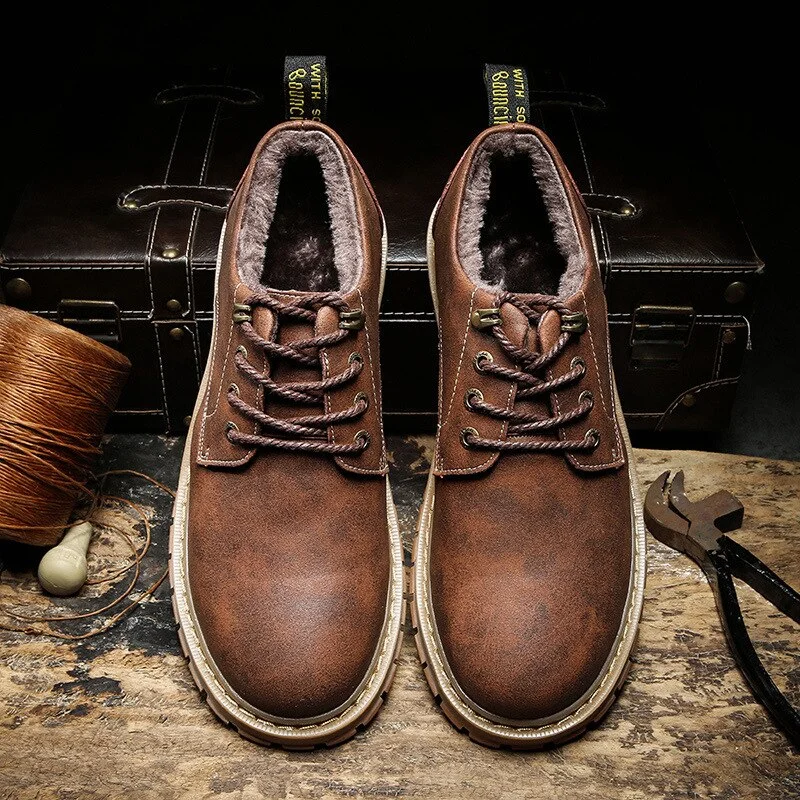 VRYHEID 2022 Men Casual Shoes Men Martins Leather Shoes Work Safety Shoes Winter Waterproof Ankle Botas Brogue Plus Size 37-47