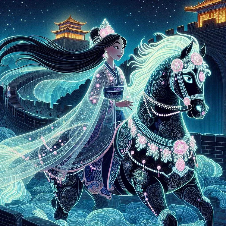 Glowing Princess Mulan40*40CM(Canvas)  Full Round Drill Diamond Painting gbfke