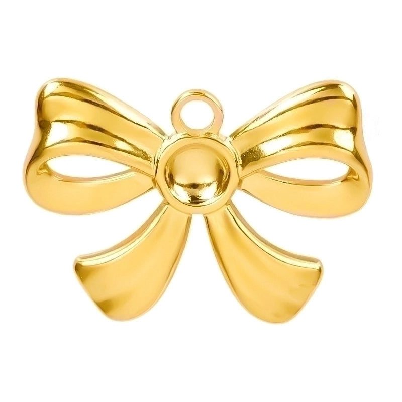 5 Pieces 28*20mm 28*42mm 33*29mm 304 Stainless Steel 18K Gold Plated Bow Knot Polished Pendant
