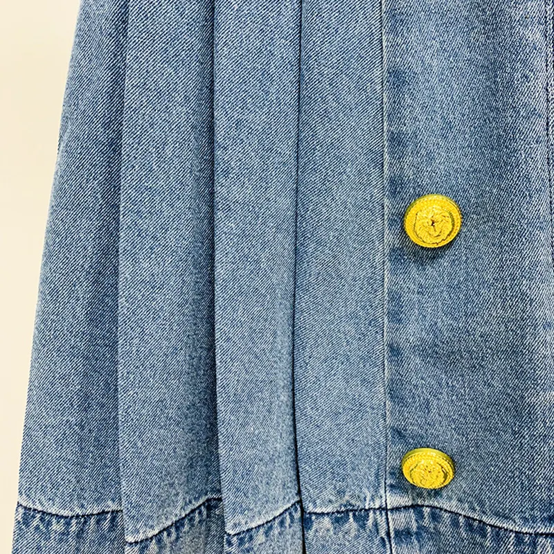 Nigikala Nigikala New Star Fashion Double-Dbuttoned Lion Buckle Folding Folded Denim Half Skirt Skirt