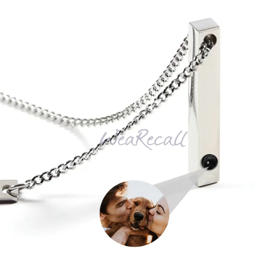 Projector Picture Custom Personalized Photo Bar Necklace  Best Boys Gift wetirmss