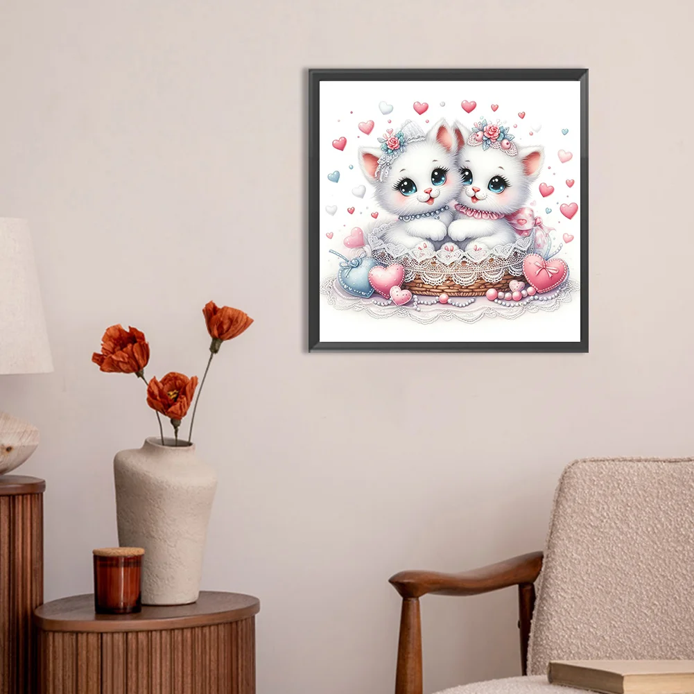 Diamond Painting - Full Round Drill - Cute Cat(Canvas|30*30cm)