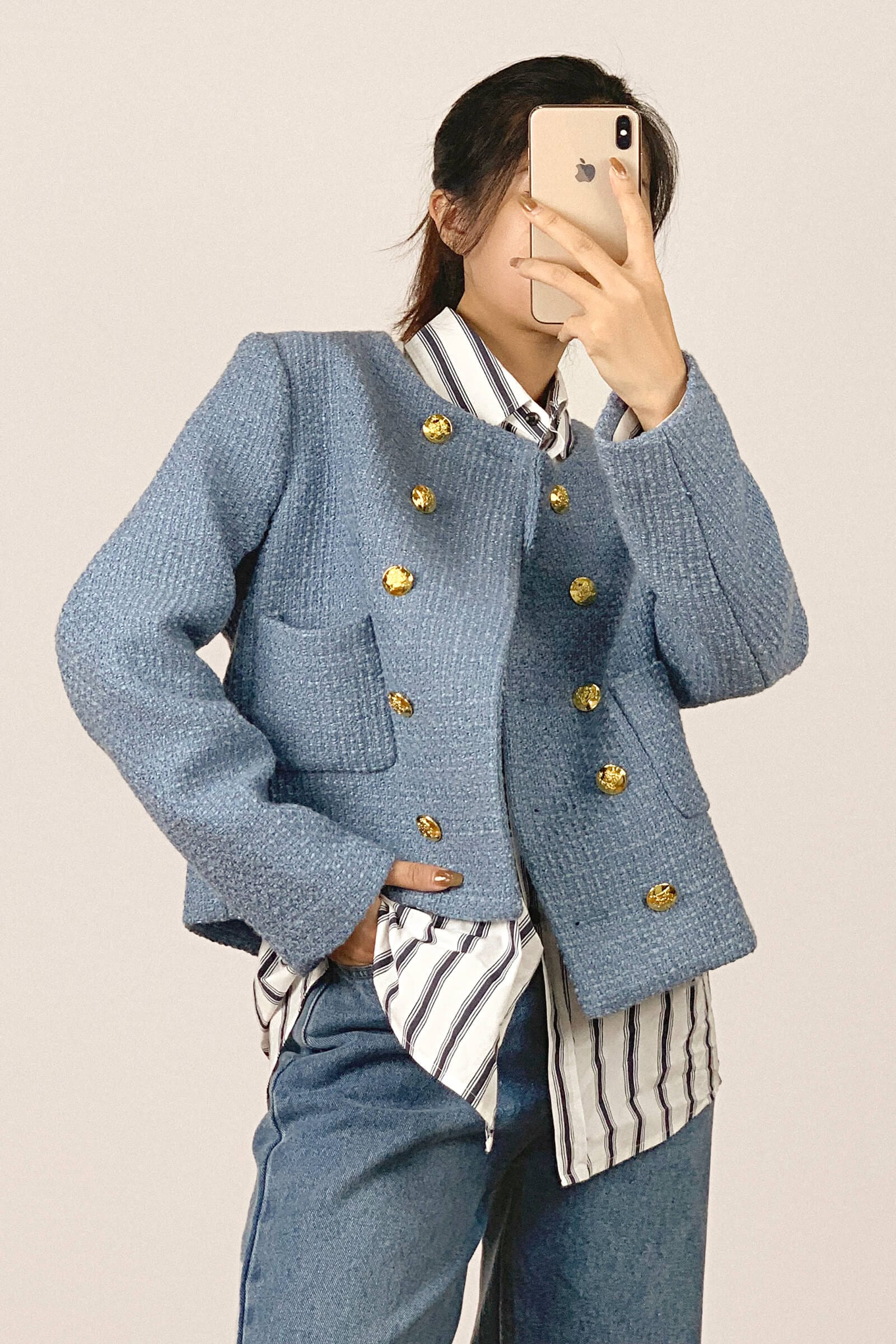 通販サイト一覧 BLUELEA⭐︎Double Button Tweed Jacket ジャケット・アウター
