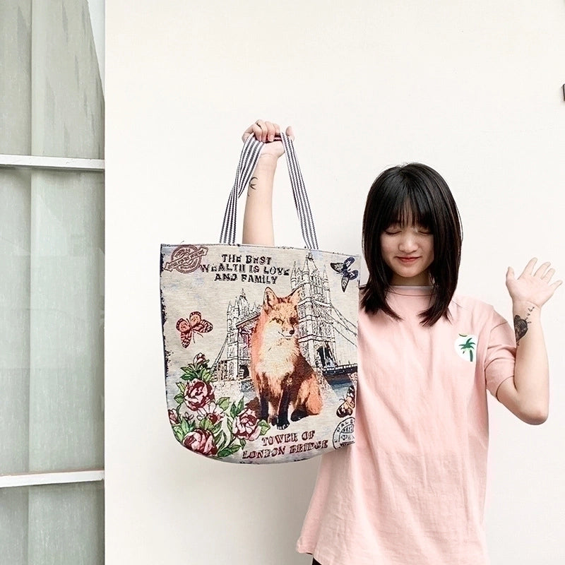 Women’s Ethnic Style Butterfly Canvas Shopping Bags