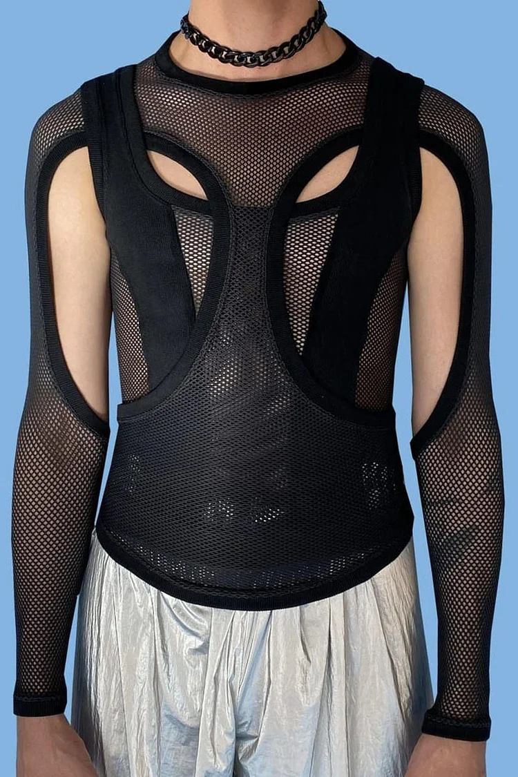 See Through Fishnet Cut Out Bodycon Top [Pre-Order]
