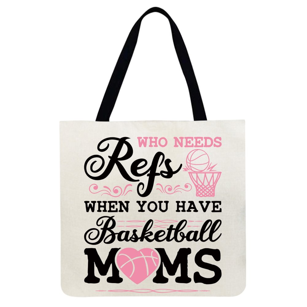 Linen Tote Bag-Basketball mom