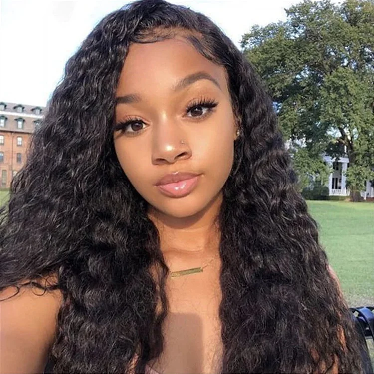 Deep Wave Glueless 13x6 Pre-Made Fake Scalp Lace Frontal Wig