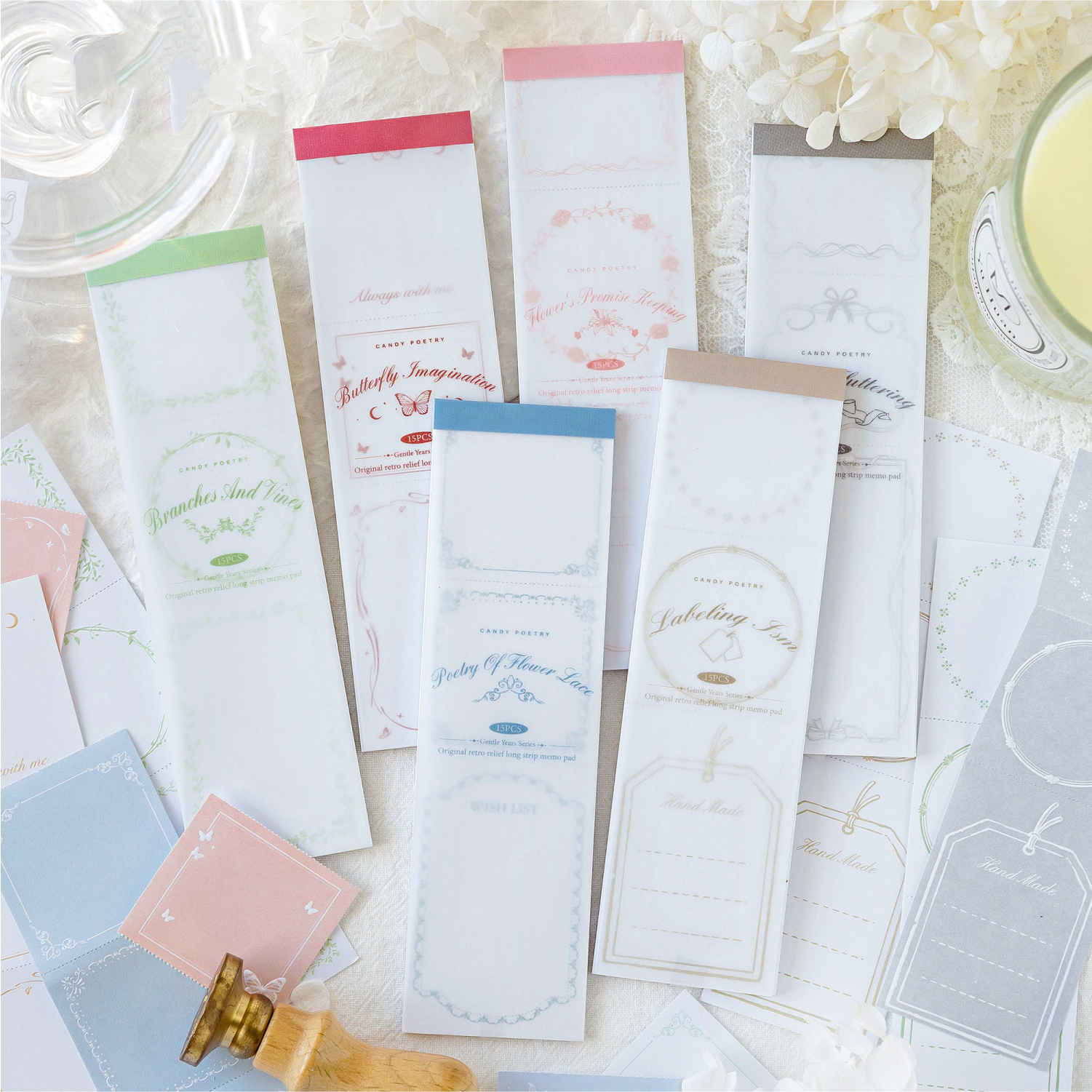 메모 패드 - 젠틀 이어스 시리즈 빈티지 레이스 꽃무늬 테두리