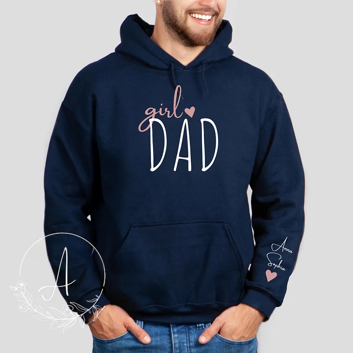 Custom Girl Dad Sweatshirt, Personalized Dad Of Girls Hoodie