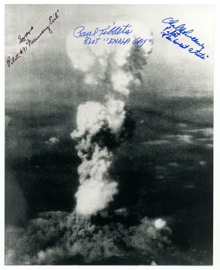 ENOLA GAY Crew Signed x3 Photo Poster paintinggraph - Hiroshima Atomic Bomb 6 Aug 1945 preprint