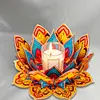 Peinture en diamant en 5D DIY d&eacute;coration de bureau en acrylique, bougeoirs fleurs, brise-lumi&egrave;re, d&eacute;coration de bureau maison artisanale pour adultes d&eacute;butants (Orange Lotus)