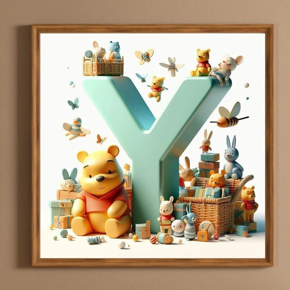 Full Round Diamond Painting 30*30cm - Winnie The Pooh'S 26 Letters Y
