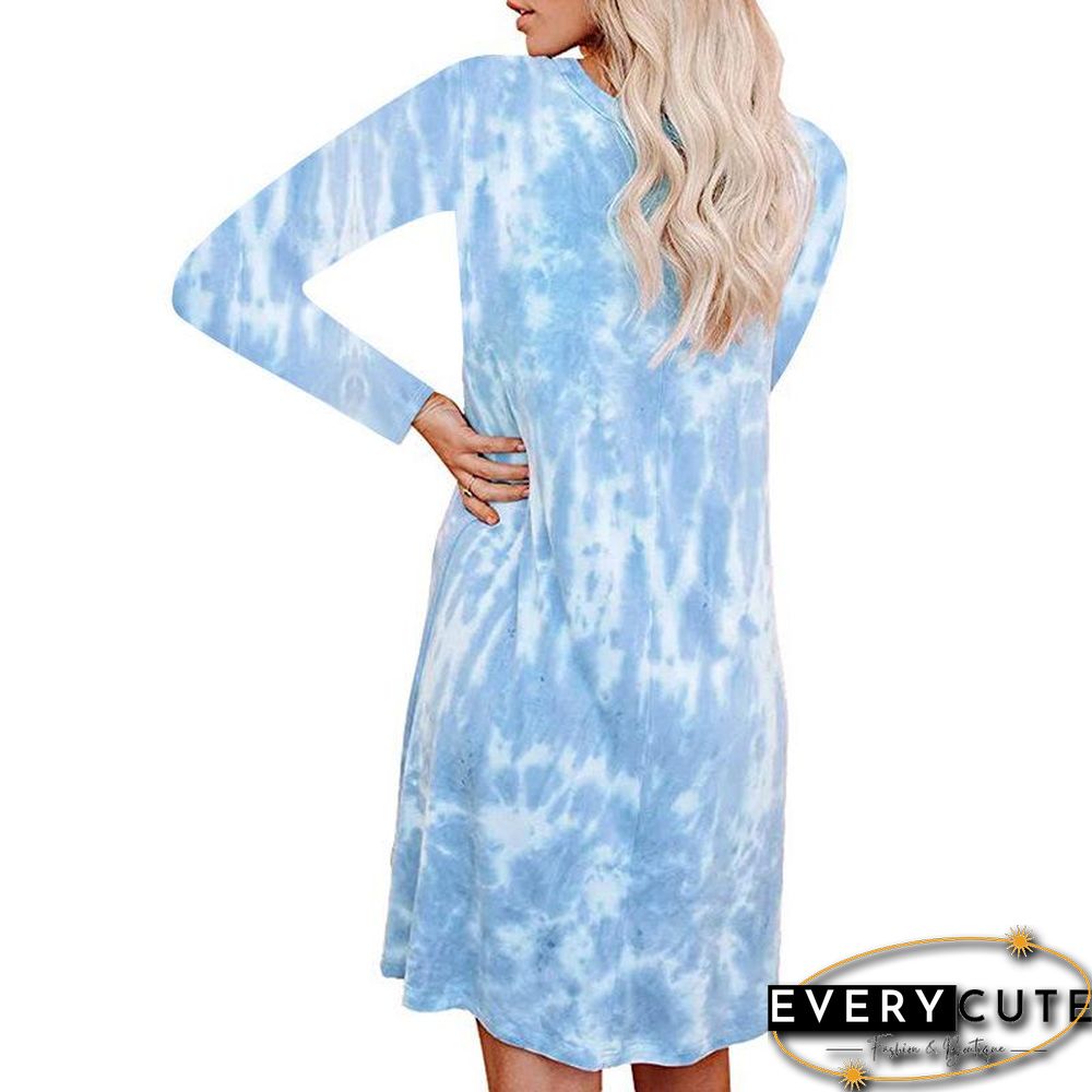 Long Sleeve Printed Shift Dress