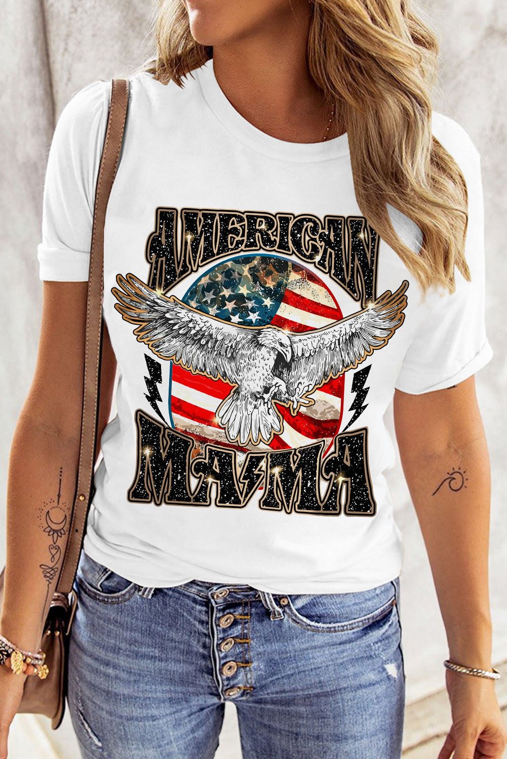 American Flag Eagle Short Sleeve Patriotic Tee