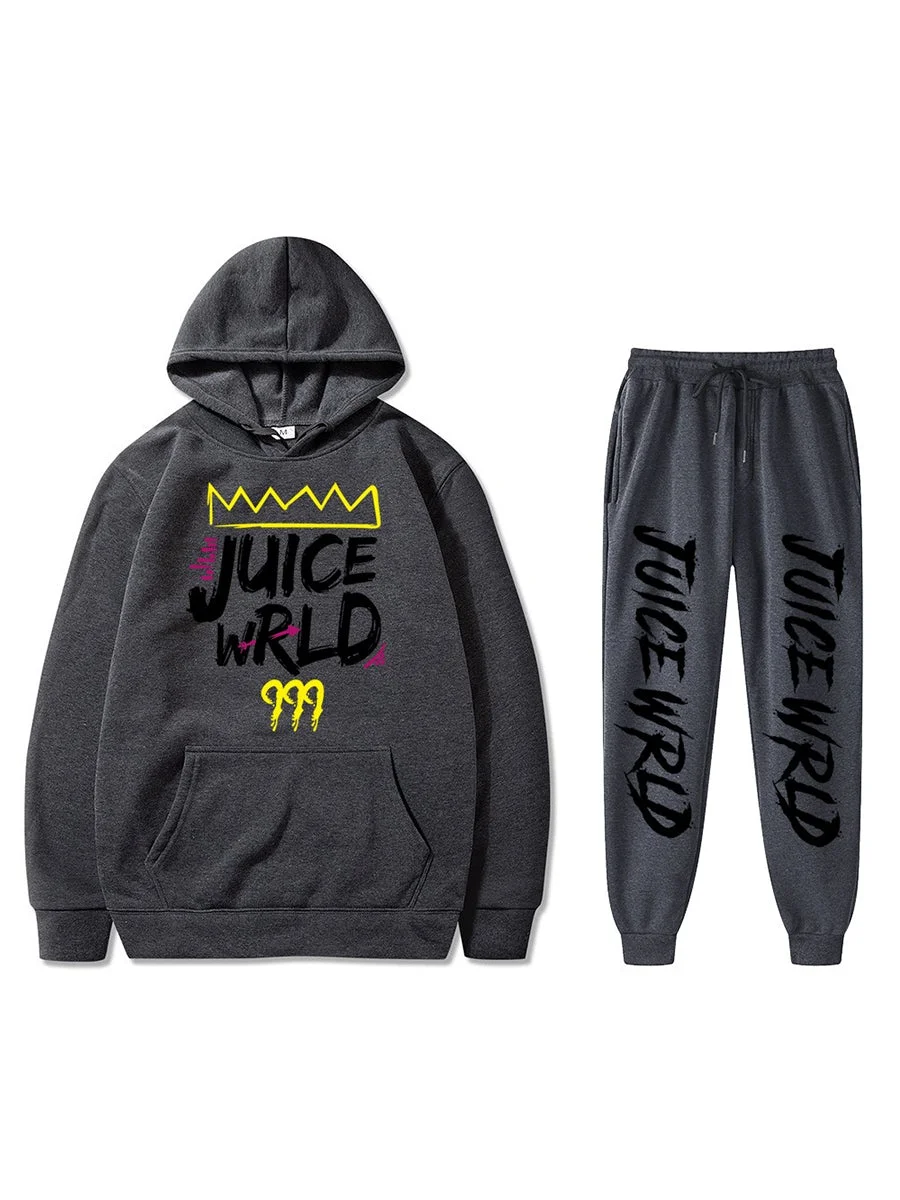 Rapper 999 Juice Wrld Hoodie Letters Floral Streetwear Sweatsuits Set