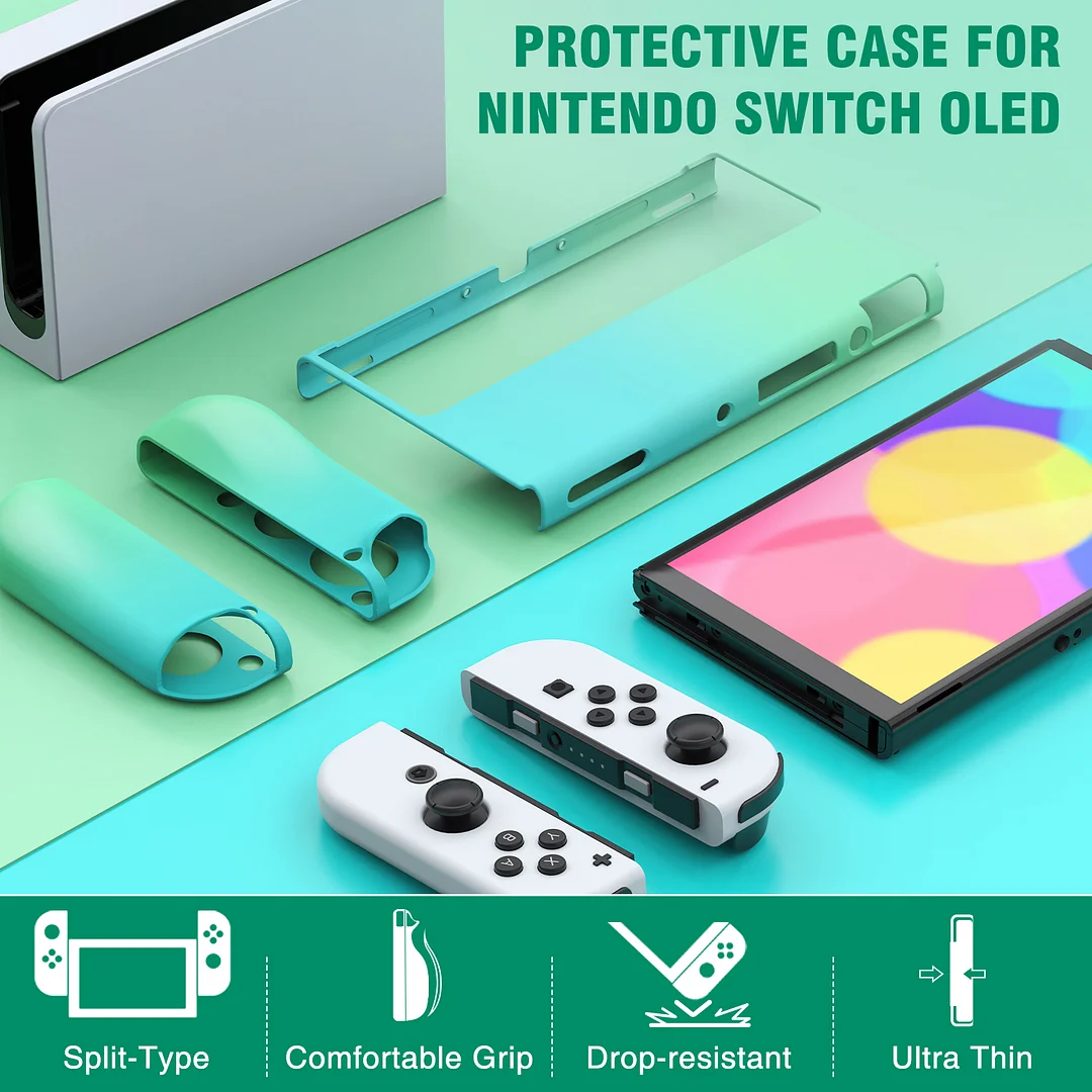 DinoFire Case for Nintendo Switch - Protective Cover Case for Nintendo Switch OLED and Joy-Con Controller with Screen Protector and Thumb Grips