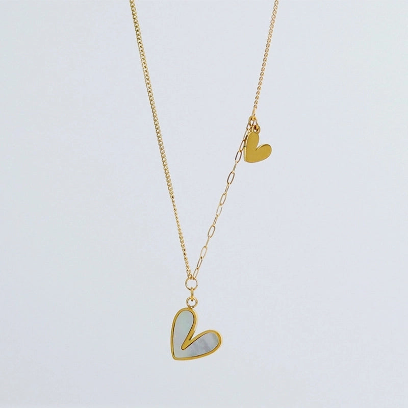Sweet Heart Shape Floral Titanium Steel Plating Necklace