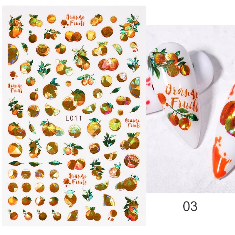 1PC 3D Nail Stickers Spring Flowers Leaves Self-Adhesive Slider Nail Art Decorations Leaf Love Heart Decals Manicure Accessories-Nail Inspo