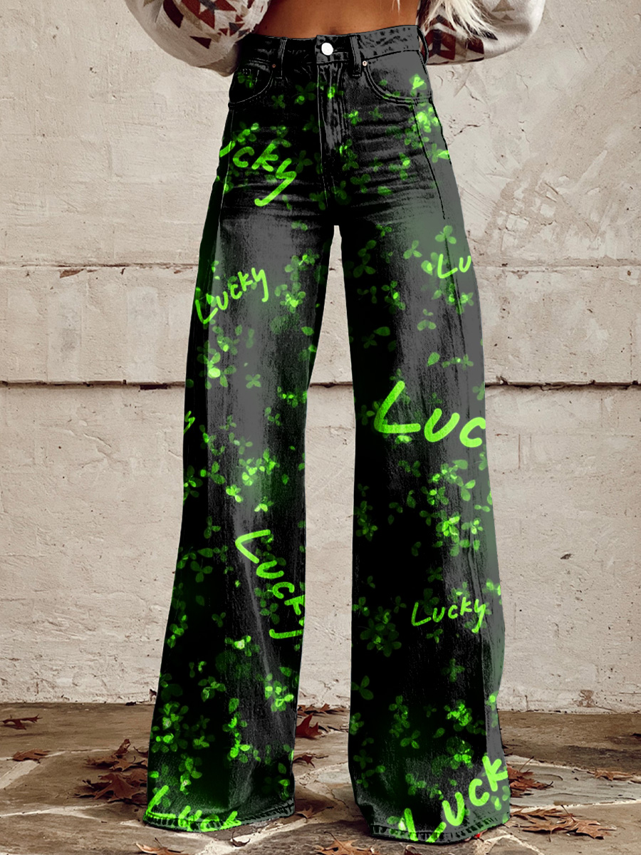 Women's  St. Patrick's Day  Art Print Casual Wide Leg Pants