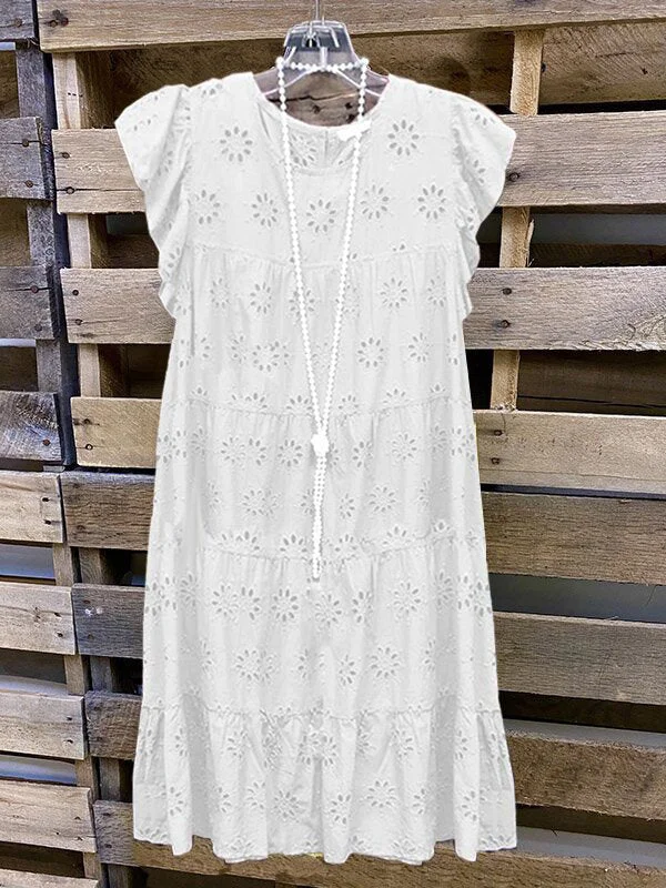 Floral Print Short Sleeve Ruffle Pleated Western Dress