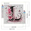 Marguerite papillon lettre l-plein rond diamant peinture-30*30cm