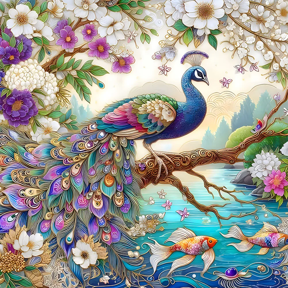 Full Round Diamond Painting - Peacock(Canvas|30*30cm)