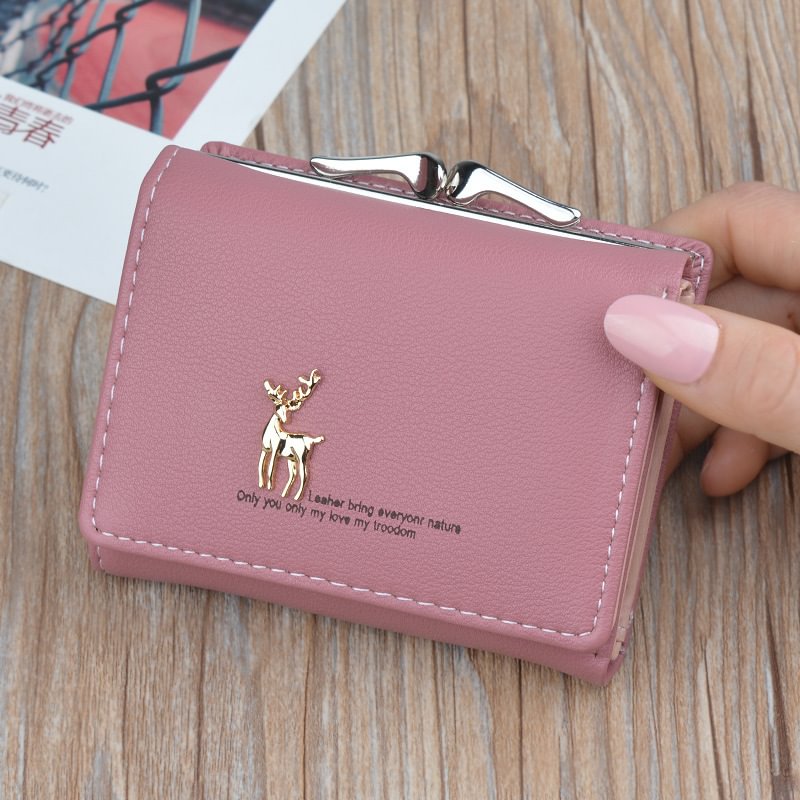 2020 Cartoon Leather Women Purse Pocket Ladies Clutch Wallet Women Short Card Holder Cute Girls Deer Wallet Cartera Mujer US Mall Lifes