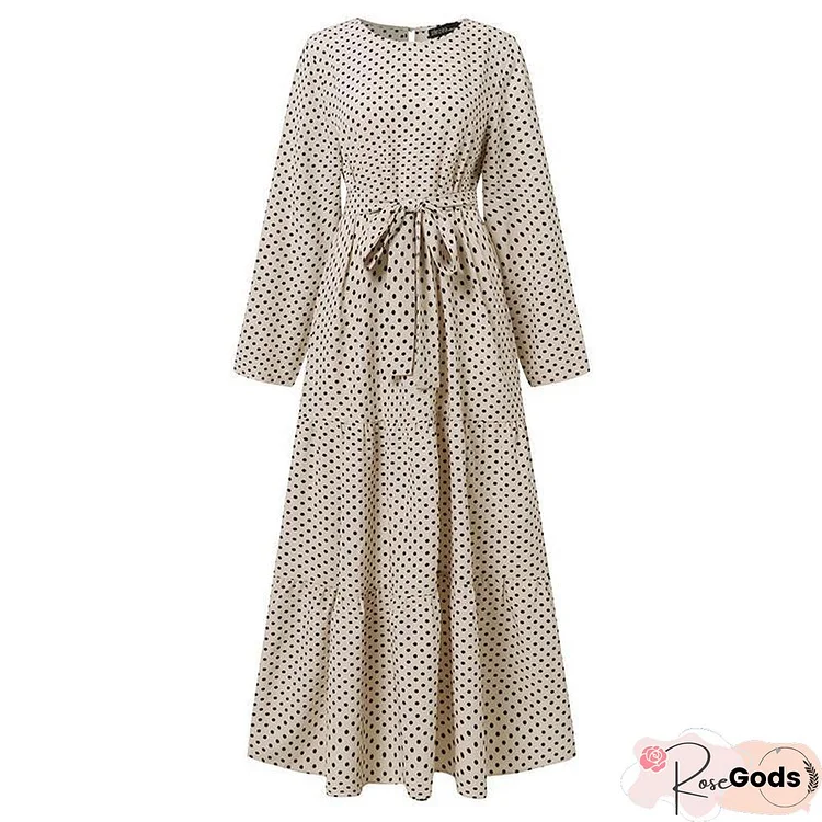 Casual Cotton-Blend Crew Neck Weaving Dress