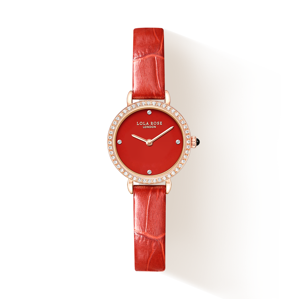 LOLA ROSE Watch - Carnelian Women Watch With Zircon And Red Leather Strap