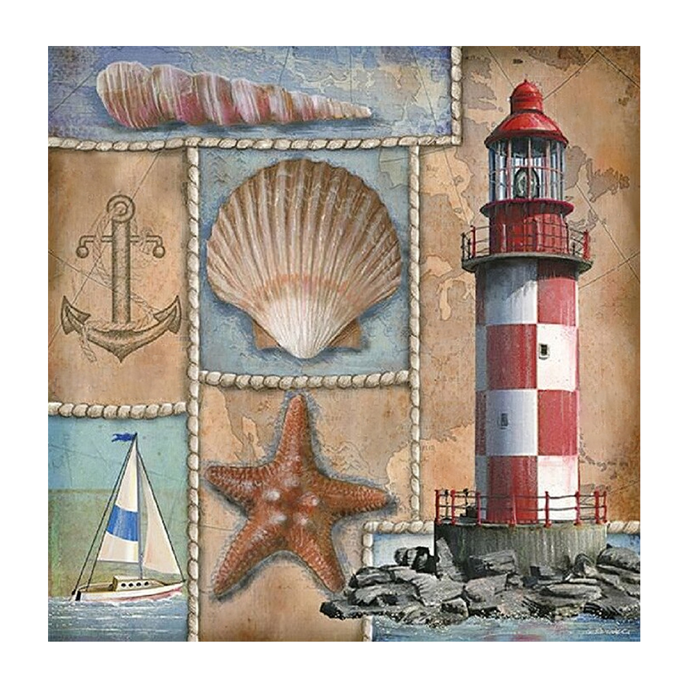 

Lighthouse - 11CT Stamped Cross Stitch - 40*40CM, 501 Original