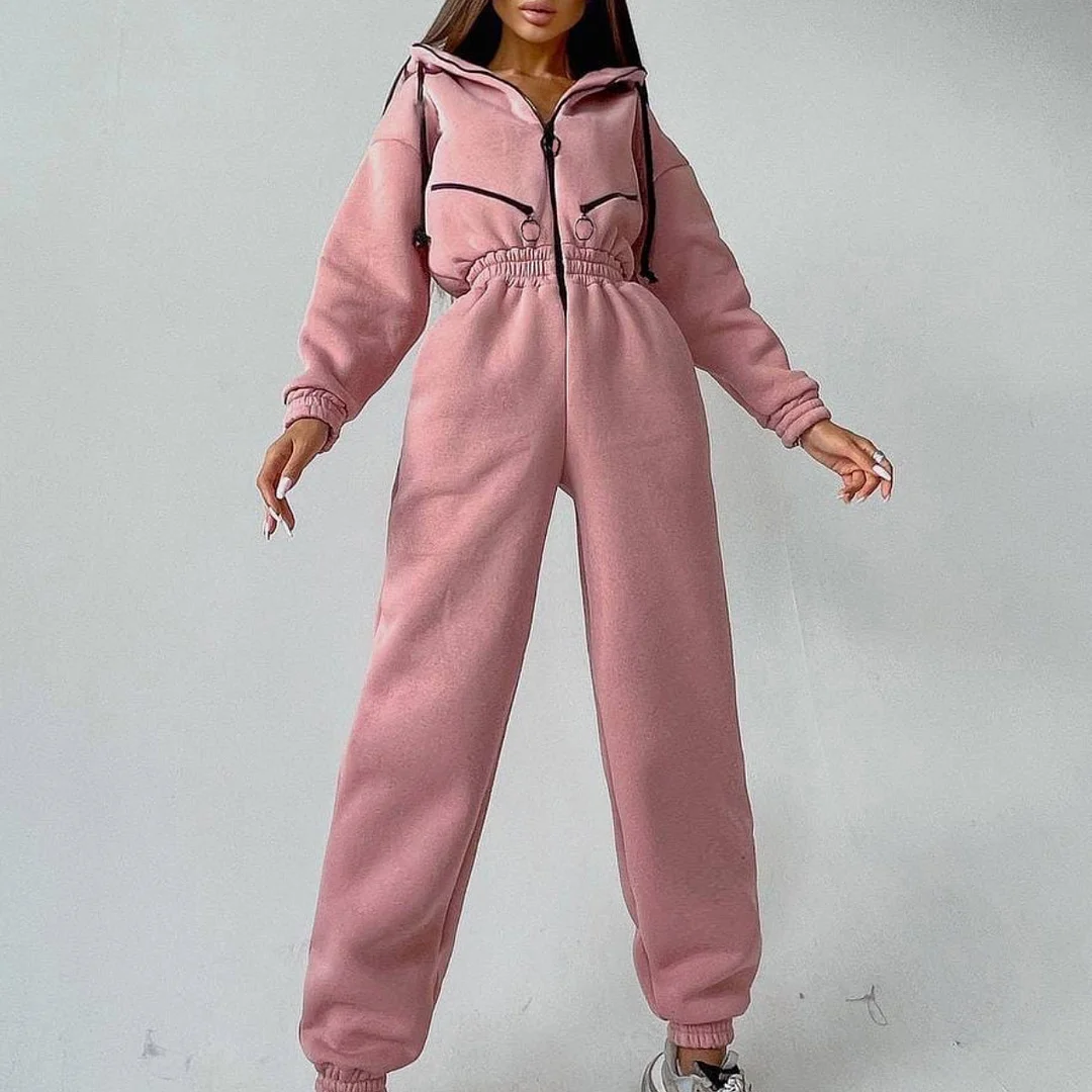 Women's Athletic Hooded Jumpsuit