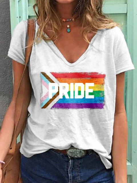 Women's Proud Rainbow Print Crew Neck T-Shirt