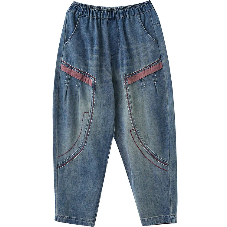 Vintage Splicing Denim Harem Pants