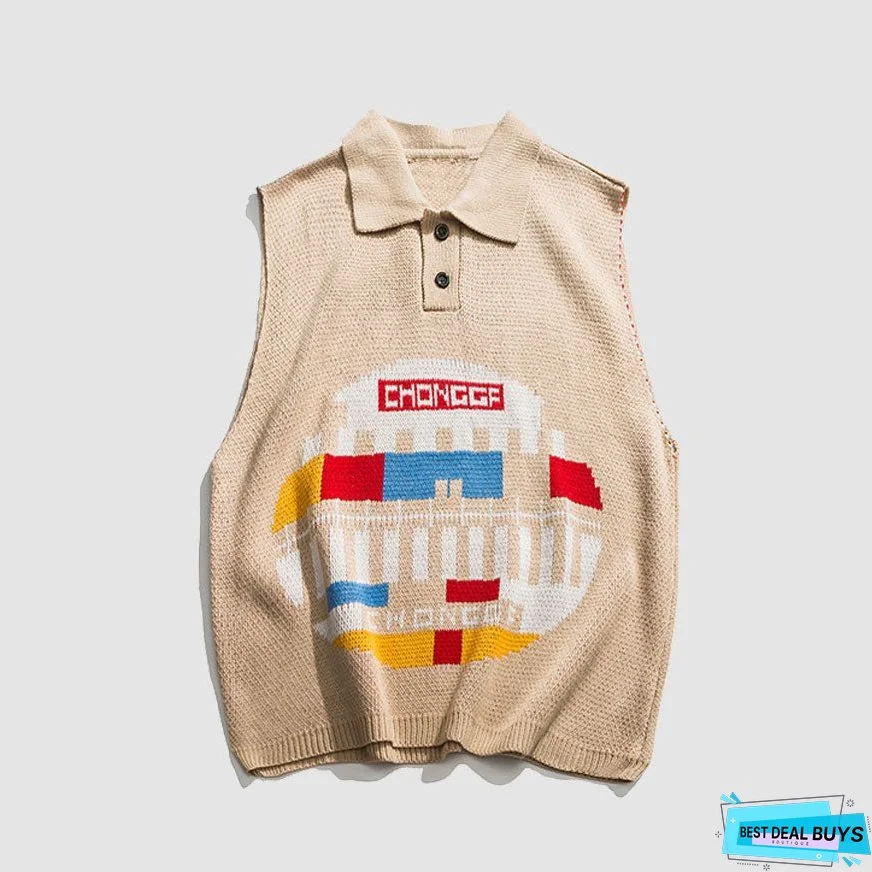 Funny Graphic Pattern Vest Sweater