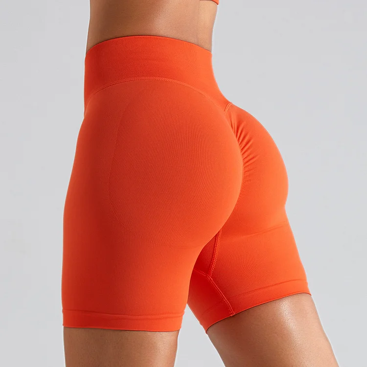 PASUXI Girls Seamless Hip Lifting Yoga Shorts For Women Gym Running Fitness Tights High Waisted Belly Tightening Exercise Shorts huanwei