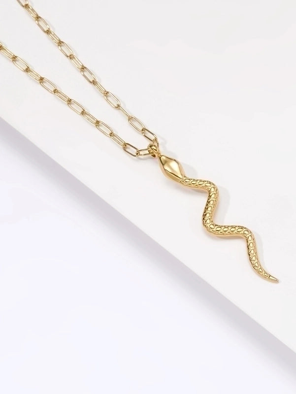 304 Stainless Steel 14K Gold Plated Minimalist Plating Snake