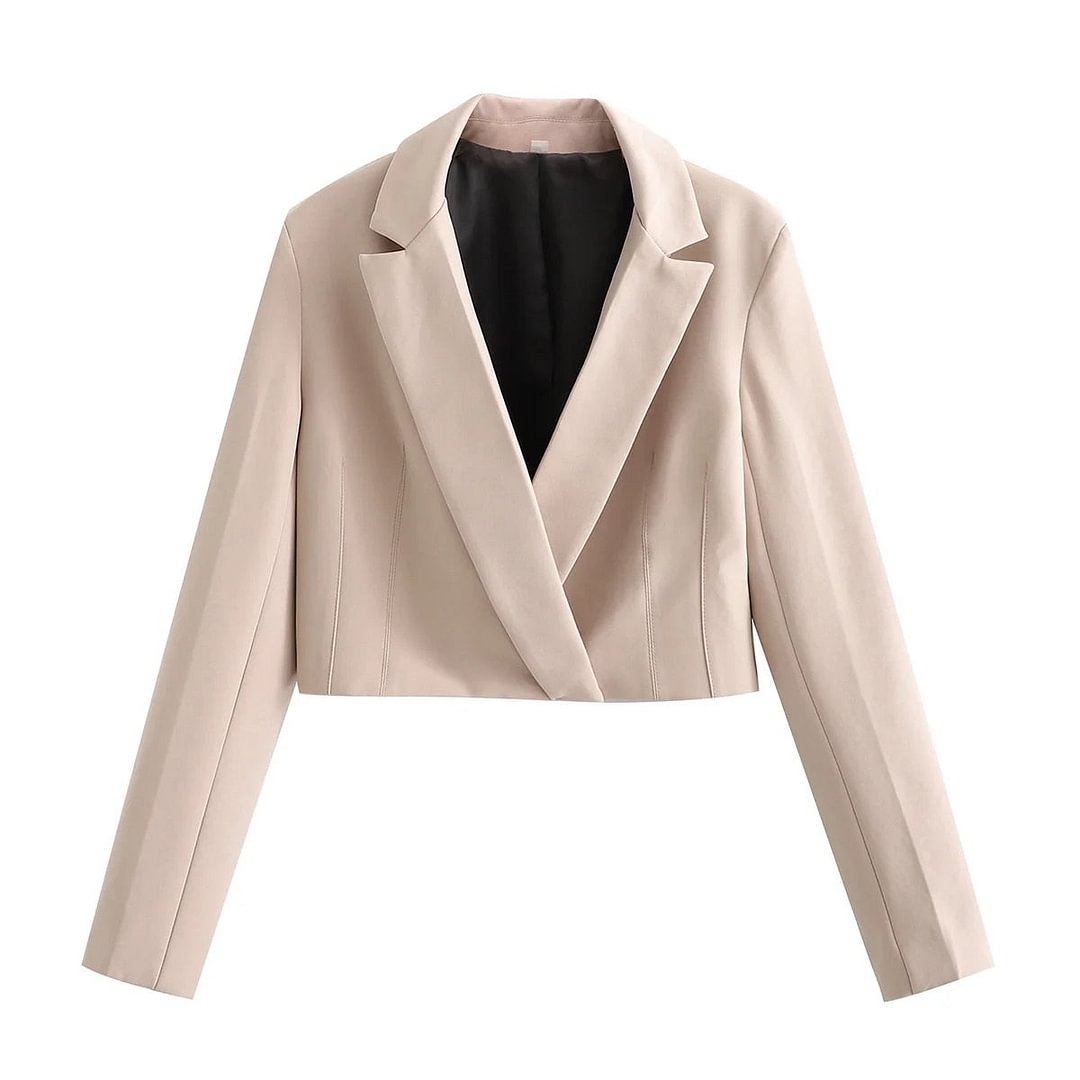 Za Women's Blazers Suits Cropped Two Piece Jackets Sets Mujer Coats Long Sleeves Office Ladies Blazer Korean Fashion Outfit trf