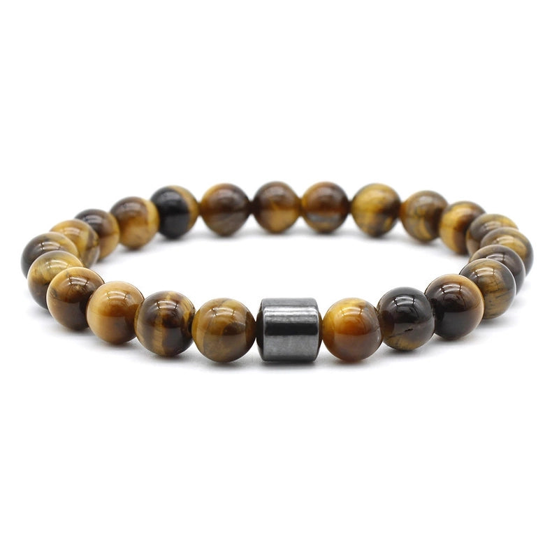 Natural Stone Beaded Bracelet Europe And America Hot Selling Men’s Volcanic Stone Magnetic Black Gallstone Beaded Bracelet