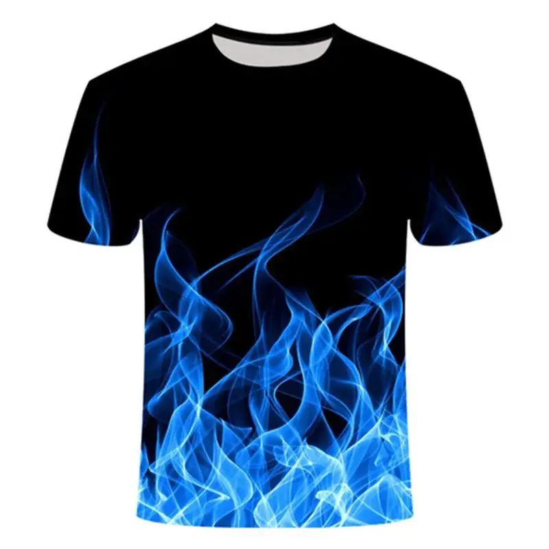 Cotton Tshirt Summer Men's And Women's Flame Pattern Creative Printed 3d Printed T-Shirt Casual O Collar Loose Plus Size Short Sleeve t -shirt Tee
