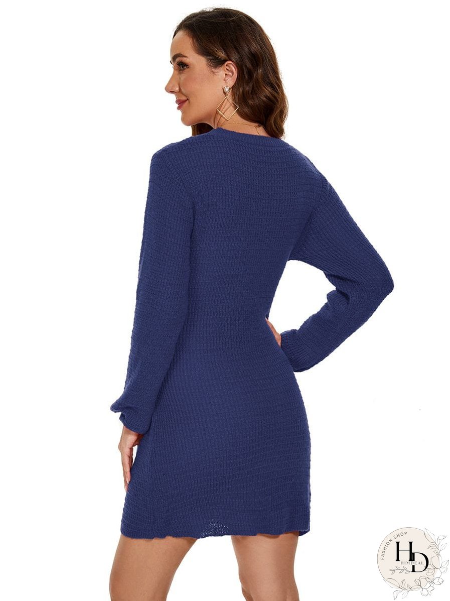 Fishtail Silhouette Sweater Dress With Belt