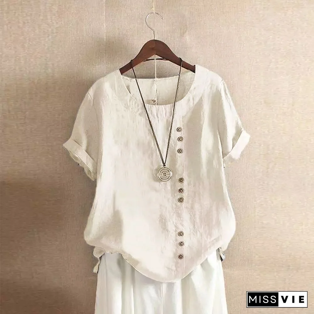 New Summer Oversize T-Shirt Large Casual Loose Cotton Linen Short Sleeve Pullover Tops Shirts For Women Woman Tshirts Clothes