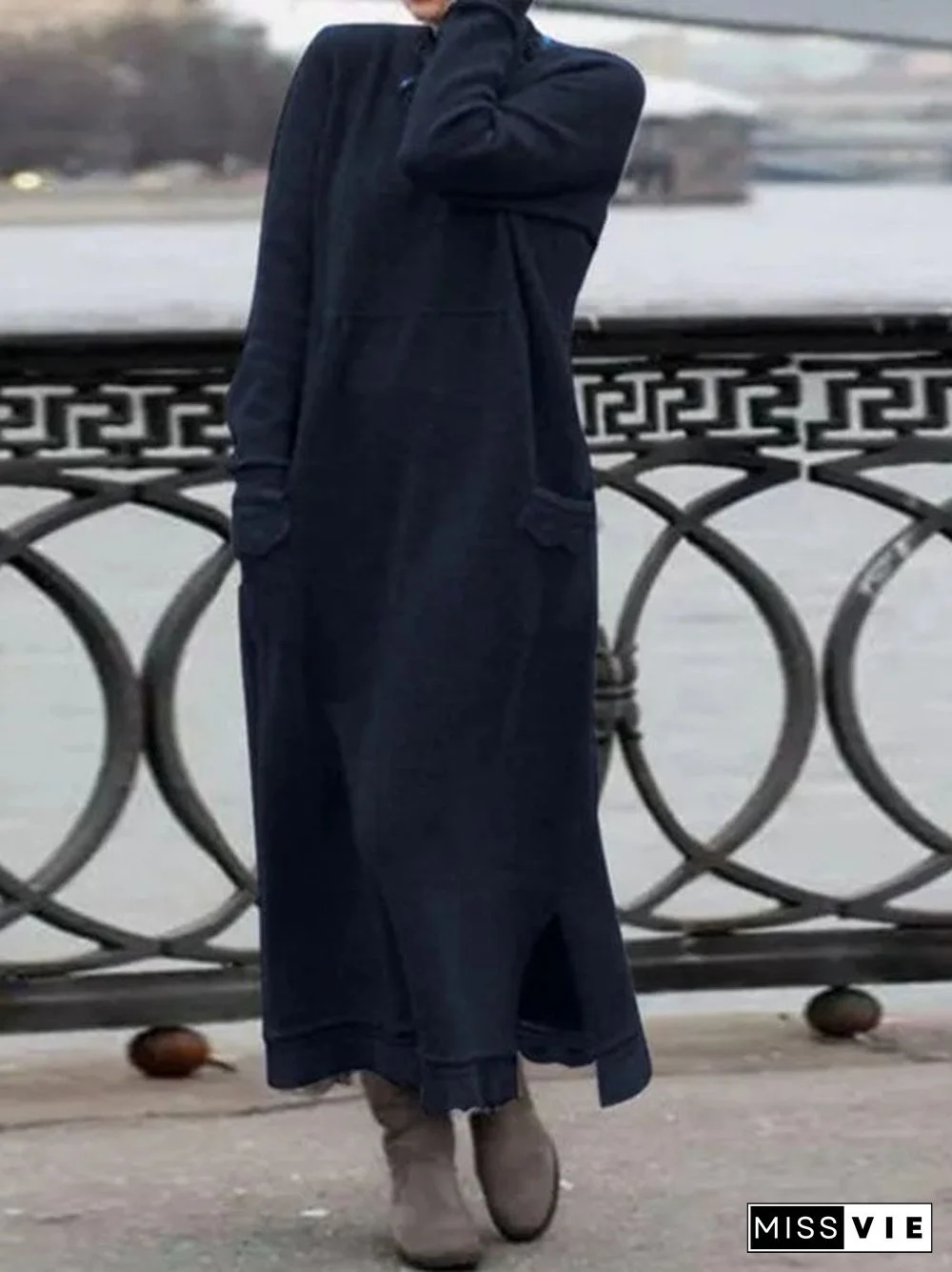 Women's Lace Panel Long Sleeve Dress