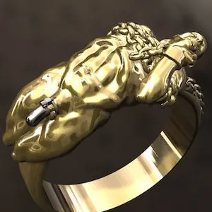 pornhint Pornhint Nude chained man with a penis cage, Male chastity device, ring, brutal Sterling Silver Erotic love Ring, cuckold jewellery