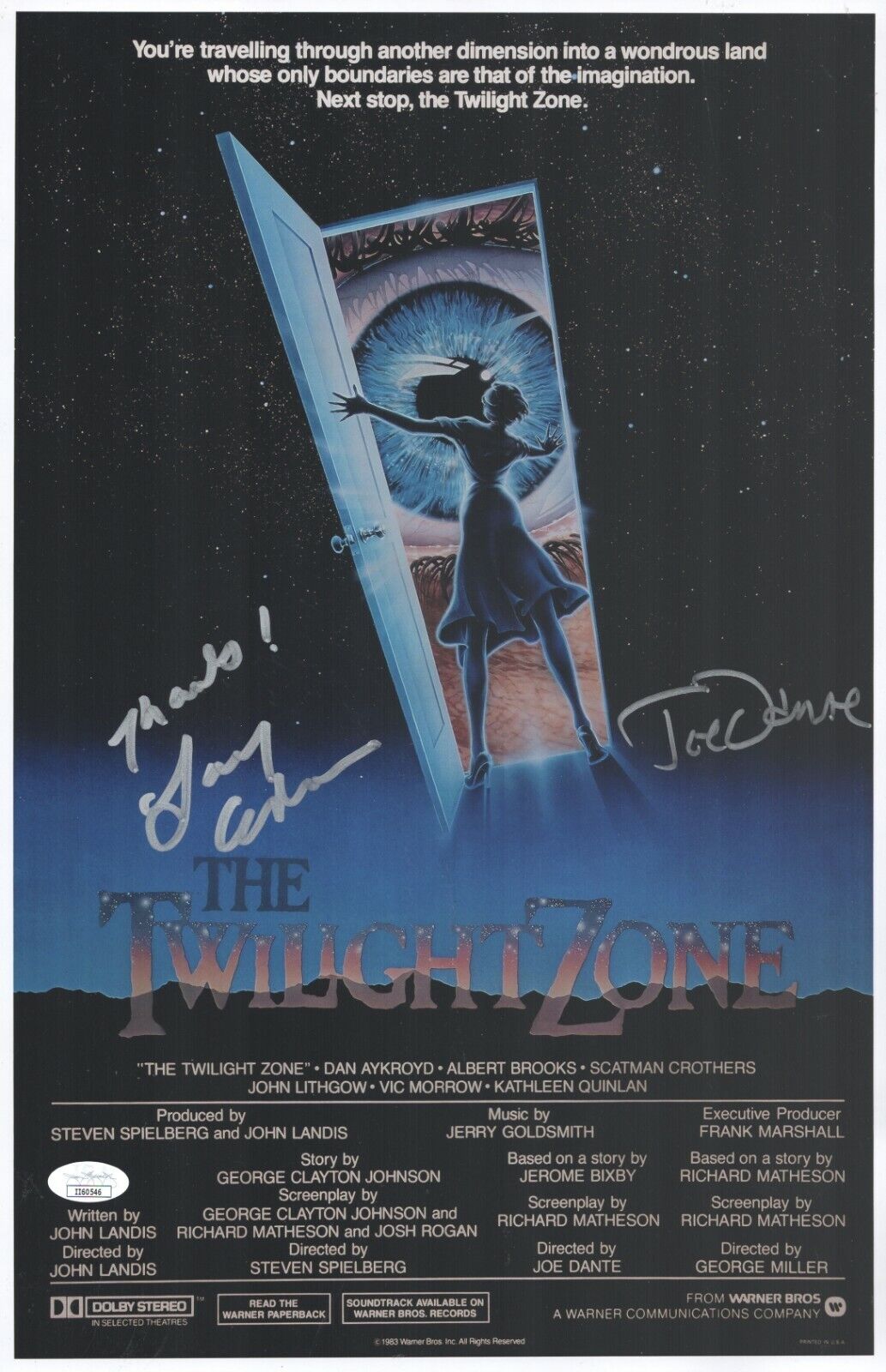 Joe Dante +1 Signed 11x17 Twilight Zone The Movie Authentic Autograph JSA COA