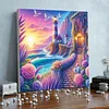 Framed Diamond Painting - Full Round Drill - Seaside Lighthouse (25x25cm)
