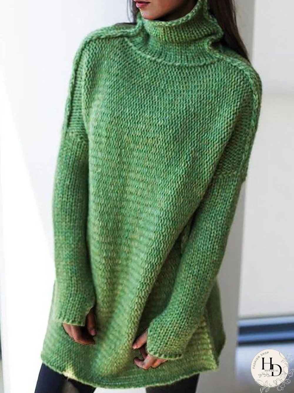 Turtleneck Knitted Plus Size Pullovers Long Sleeve Knitted Sweaters