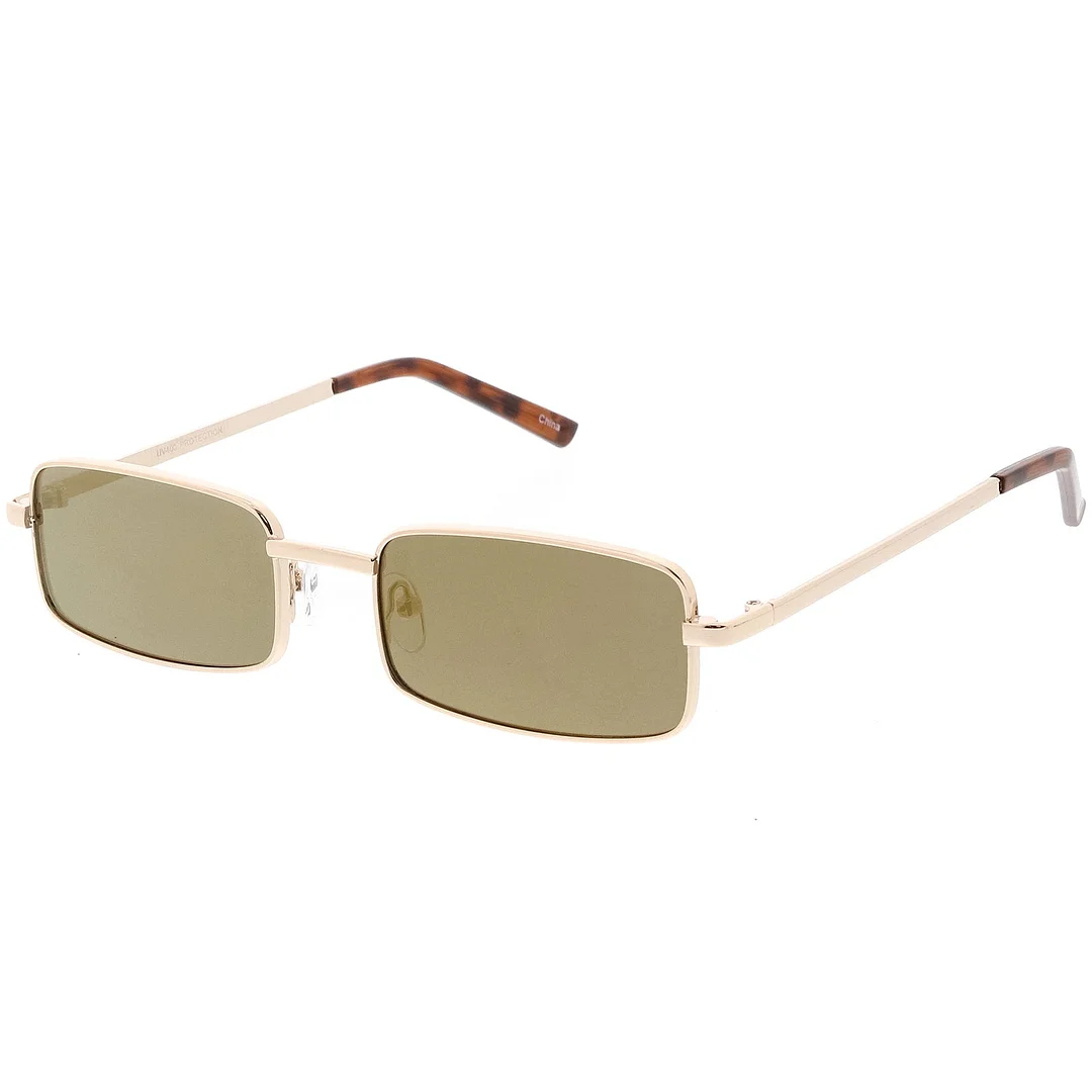 Classic Small Metal Rectangle glasses Color Mirrored Flat Lens 54mm