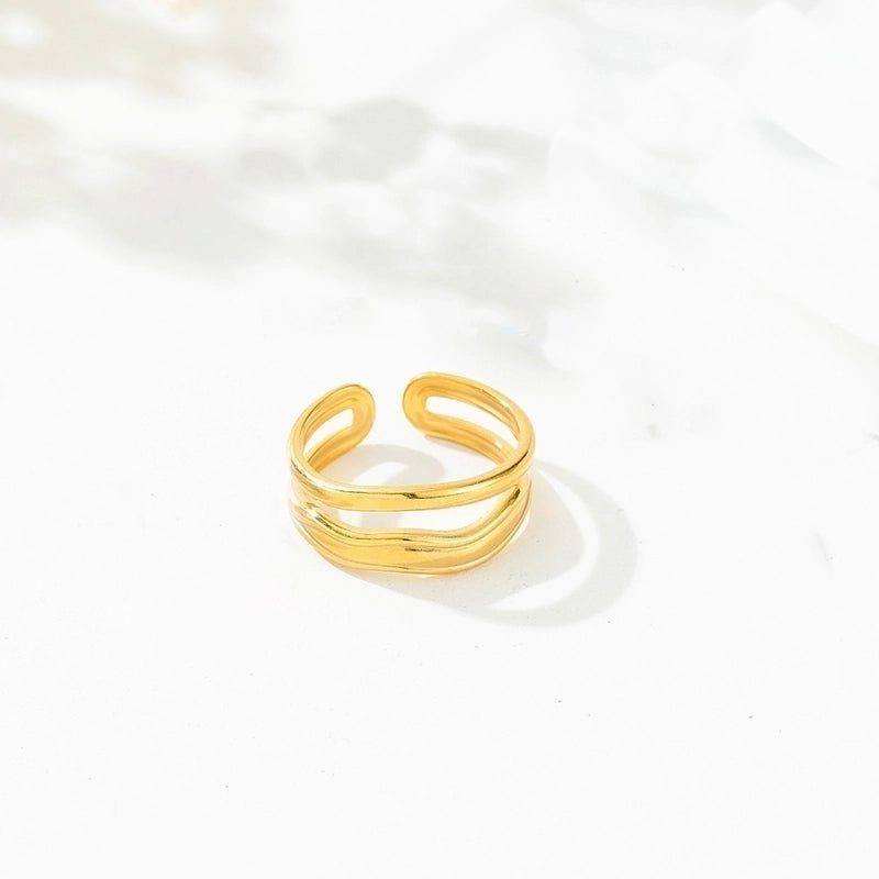 Vintage Style Minimalist Solid Color 304 Stainless Steel Hollow Out Open Rings