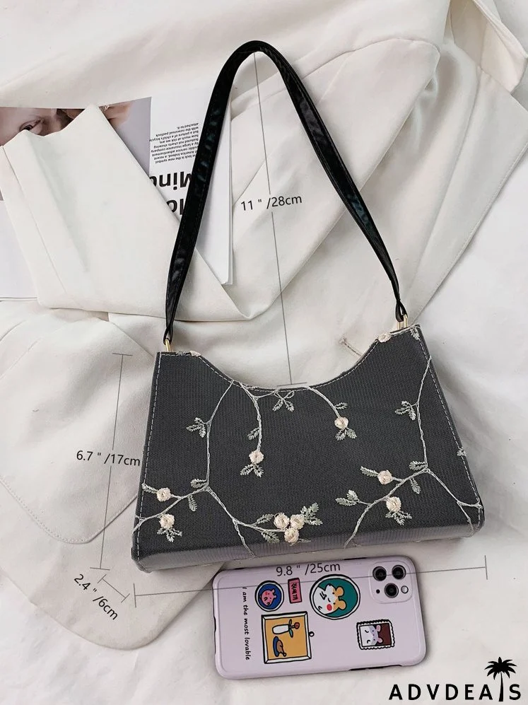 Floral Embroidered Shoulder Bag
