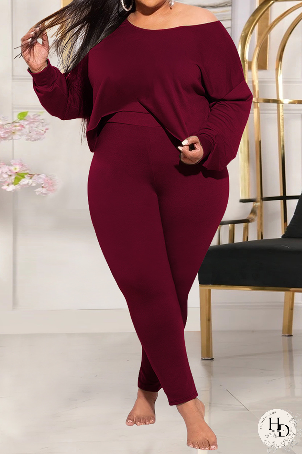 Yellow Casual Solid Split Joint O Neck Plus Size Two Pieces